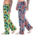 Mens Pack of 2 Gamer Lounge Pants | Gaming Controller Designs | Soft Fleece Sleep/Lounge Wear | Gamer Gift Idea - Mens Sizes S - 2XL (2XL)