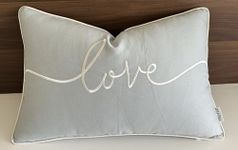 YugTex Love Sentiment Embroidered Lumbar Accent Throw Pillow Cover - Newlyweds, Bedroom Decor, Sofa - 12x18, Robins Egg