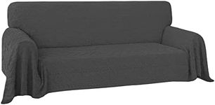 Easy-Going 80X133 inches Sofa Cover, Jacquard Velvet Oversized Couch Slipcover for 3 Cushion Couch, L Shape Sectional Covers for Dogs, Washable Sofa Blanket, Furniture Protector for Pets, Dark Gray