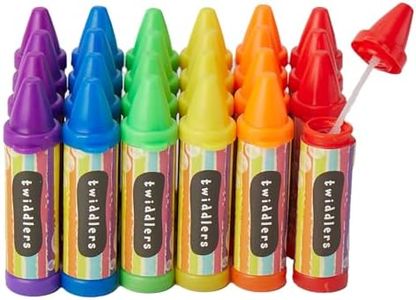 THE TWIDDLERS 48 Mini Bubbles for Kids, Crayon Shaped Wands in 6 Colours, 8cm - Perfect as Party Bag Fillers for Kids Bubbles, Wedding Favours, Outdoor Games - Refillable Tubes