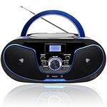 LONPOO Portable Boombox CD Player Stereo Sound with FM Radio, USB, Bluetooth, AUX-IN, Headphone Output, AC/DC Operated