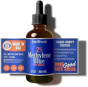 PureGood Pharmaceutical Grade Methylene Blue 2% (60 mL), Third-Party Tested USP-Grade for Humans, Formaldehyde and Alcohol Free Methylene Blue Pharmaceutical Grade in Amber Dropper Bottle