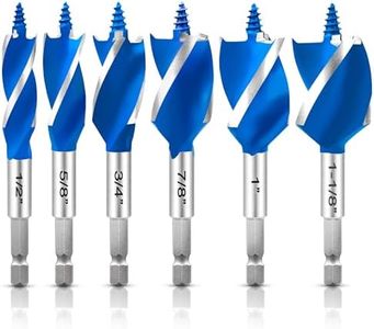 NICAVKIT 6Pcs Auger Drill Bit Set for Wood, 1/2", 5/8", 3/4", 7/8", 1" and 1-1/8" Inch Size, 4-Inch Long Impact Wood Auger Drill Bit Set with 1/4" Quick Change Hex Shank
