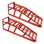Rhyas Heavy Duty Car Ramps 2 Ton Metal Stands Pair 10 Rungs