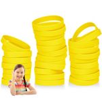 THXIY 50PCS Silicone Wristbands for Kids Teens, 7'' Sports Wholesale Rubber Bracelets for Events, Party Teacher Supplies Boys Gilrs Education Activities Yellow