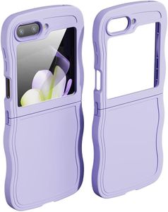 Haeuorey for Samsung Galaxy Z Flip 5 Case Wave, Curly Frame Design for Women Girls, Cute Wavy Solid Color Aesthetic Phone Case Soft Flexible TPU Shockproof Full-Body Protective Case Cover (Purple)