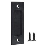 Finger Flush Pulls for Closet Pocket Sliding Barn Door Handle Set Pull Recessed Handle Rectangular Plate Matte Black Mounting Hardware Included (Black)