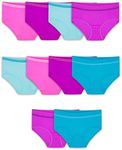 Fruit of the Loom Girls' Seamless Underwear Multipack, Brief - 10 Pack - Assorted, 14-16