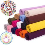 16 Pcs/Set Embroidery Linen Fabric, Embroidery Linen Cloth Needlework Fabric,Quilting Fabric Cloth with 100 Skeins Embroidery Floss Cross 5 Pieces Embroidery Hoops