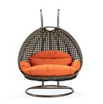 TRADE CRAFT Double Seater 2 Seater Hammock Swing Chair with Stand and Cushion for Patio Balcony Garden Terrace Living Room Relaxing Chair Powder Coated Color : Brown+Orange