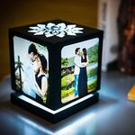 ZOCI VOCI Acrylic Anniversary Gift- Nostalgia Flora- Rotating Photo LED Lamp (Black- Large)