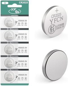 YFCN CR2025 Battery 3V Lithium Battery 5 Count Pack CR2025 Batteries for Key Fobs, Remote Control, lED Candles, Thermometers - CR 2025 Coin Cell Batteries - 5 Years Shelf Life