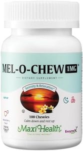 Maxi Health Melatonin 1mg Chewable - Sleep aid Melatonin to Encourage Natural Sleep – Non-Habit Forming Supplement with Enzymax for Fast-Acting Support for Age Kosher (100 Units)