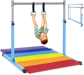 Safly Fun Gymnastics Bar with Mat for Kids Ages 3-15 for Home
