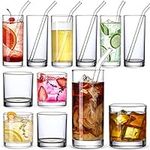12-Pack 12oz Glass Cups with Straws