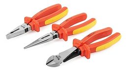 Titan 73349 3-Piece VDE Insulated Pliers Set, Includes 8-Inch Combination, 8-Inch Long Nose, and 8-Inch Diagonal