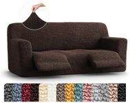 PAULATO BY GA.I.CO. Recliner Sofa Cover - Recliner Couch Cover - Recliner Slipcover - Soft Slipcover - 1-Piece Form Fit Stretch Furniture Protector - Microfibra Collection - Dark Brown (Couch Cover)