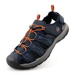 Knixmax Men Walking Sandals Closed Toe Outdoor Sports Sandals Summer Hiking Shoes Water Sandles Navy 10UK - 44EU