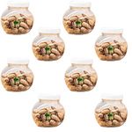 SAND DUNE Set of 8, 200 ml Each Storage Glass Jar White Plastic Cap, Transparent | BPA Free | Storage Jar Containers/Barni for Kitchen for Aachar Pickle, Dry Fruits, Masala, Spices, and dals