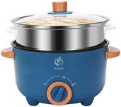 Drizzle 3L Hot Pot Cooker Skillet Steamer- Multifunction Frying Pan 110V Non-Stick Grill Stir-fried Stewed Cookware Steak Noodle Ramen Shabu Shabu Pot - Home Office Party Kitchen Dorm Cooking Blue