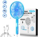 STORMHERO Electric Mosquito Swatter, Bug Zapper Racket Fly Swatter, 2IN1 Foldable Mosquito Trap Fly Killer, 4000V Bug/Mosquito Repellent with 3-Mode USB Rechargeable for Indoor&Outdoor, Garden&Camping