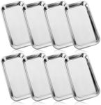 8PCS Surgical Tray, 8.6''x4.7''x0.8'' Metal Tray, Stainless Steel Tray, Thickening Professional Medical Surgical Tray for Baking, Dental, Lab Instrument Supplies, Tattoo Tool