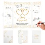 Engagement Party Decorations White Gold Happy Engagement Guest Book Creative Engagement Signature Book Alternative Engagement Sign Greeting Card Gifts for Couple Engagement Decorations Party Supplies