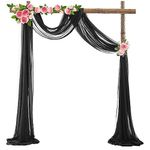 Wedding Arch Sheer Drapery Backdrop Voile Curtain Chiffon Draping Fabric 20Ft Sheer Curtains Arbor Drapery for Wedding Ceremony Reception Party Ceiling Decor, Black, 1 Panel