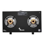 Thermador Glass 2 Burner Gas Stove Automatic Ignition With Premium Gas Saver Brass Plated Burner | 6 mm Toughened Glass Top | LPG Gas Stove | ISI Certified | 1 Yr Manufacturer Warranty