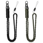 Vicloon Lanyard Neck Strap, 2pcs Paracord Lanyard, Neck Lanyard Neck Strap Badge Lanyards with Metal Key Rings and Lanyard Phone Ring Strap Lanyards for ID Badge Holder Keys Phone (Black+Green)