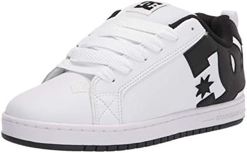 DC Men's Court Graffik Skate Shoe, White/Black/Black,15 M US