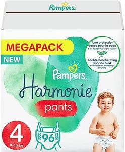 Pampers Pantalones Harmony talla 4 (9-15 kg) 0% compromiso, 100% absorbencia, ingredientes a base de plantas, fácil de cambiar, 96 pañales (paquete de 4 x 24)