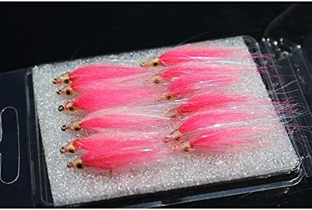 Tigofly 12 pcs 6 Colors Shining Polar Fry Slowly Sinking Salmon Trout Steelhead Minnow Fly Fishing Flies Lures Fly Set-Size #8 (Pink)