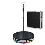 TOPS 360 Photo Booth Machine - Slow Motion Video Booth Platform Automatic Spinner, Selfie Platform Spin 360 Degree Video Booth, with Ring Light & Adjustable Camera Stand (31.5'' with Flight Case)