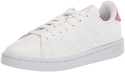 adidas Women's Advantage Sneaker, White/White/Pink Strata, 7.5