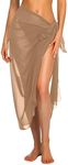 Ekouaer Women Sarong Swimsuit Coverups Chiffon Long Bikini Wraps Sheer Beach Bathing Suit Cover Up Khaki