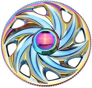 3-5 Mins Fidget Spinner EDC Hand Fidget Toy, Multicoloured Steering Wheel Rainbow Electroplating Alloy Stress Reducer High Speed Stainless Steel Bearing Finger Tri-Spinner Relief Toys for Focus