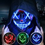 Jsdoin Halloween Masks, Scary LED Purge Mask, Light up Mask Cosplay, LED Rave Face Mask Costume 3 Lighting Modes, Halloween Face Masks for Men Women Kids（Blue）