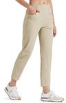 Libin Women’s Golf Pants Quick Dry Hiking Pants Lightweight Work Ankle Dress Pants for Women Business Casual Travel, Khaki M