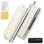 EAST TOP Chromatic Harmonica Key of C,12 Holes 48 Tones Professional Mouth Organ Dream Chromatic Harmonica for Adults, Professionals and Students,WHITE