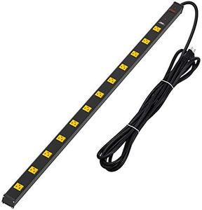 CRST Heavy Duty Metal Wide Spaced Power Strip Surge Protector with 15A Circuit Breaker 15FT Extral Long Cord 1800-Joule (12 Outlet)