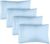 Queen Size Pillow Cases Set of 4 - Extra Soft Pack of 4 Pillowcase Covers - Hotel Luxury Pillowcases - Machine Washable Pillow Protectors - 20x40 Pillow Cases 4 Piece - Queen Light Blue Pillow Covers