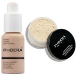 PHOERA Foundation,PHOERA Face Powder, Soft Focus Setting Powder,PHOERA Foundation Makeup for Women, PHOERA Full Coverage Foundation (102 Nude+N.01 Translucent)