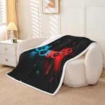 Teen Gaming Throw Blanket Gamer Gift for Boys Bed Blanket Kids Girls Young Man Video Games Sherpa Blanket Chic Abstract Gamepad Fleece Blanket Black Red Blue Luxury Soft Microfiber Lightweight 60"x80"