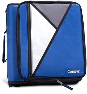 Case-it The Universal Zipper Binder - 2 Inch O-Rings - Padded Pocket That Holds up to 13 Inch Laptop/Tablet - Multiple Pockets - 400 Page Capacity - Comes with Shoulder Strap - Midnight Blue LT-007