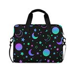 ALAZA Neon Rainbow Sun Moon Stars Laptop Case Bag Sleeve Portable Crossbody Messenger Briefcase w/Strap Handle, 13 14 15.6 inch