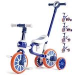 KORIMEFA Kids Tricycle 5 in 1 Balance Bike with Parent Handle for 2-4 Years Old Boys Girls Toddlers Trike with Adjustable Seat and Training Wheels Baby Walker