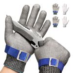 Schwer Cut Resistant Gloves-Stainless Steel Wire Metal Mesh Butcher Safety Work Glove for Meat Cutting, fishing(Medium,2 pcs)