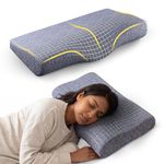 Frido Ultimate Neck Contour Cervical Plus Pillow for Neck, Back Pain, Shoulder Pain, Orthopedic Ergonomic Memory Foam Best Pillow for Cervical Spine Neck Pain Relief | Premium Blue – Large