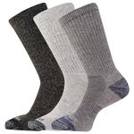 Merrell Men's 3 Pack Performance Cushion Hiker Crew Socks, Charcoal/Black Assorted, M/L